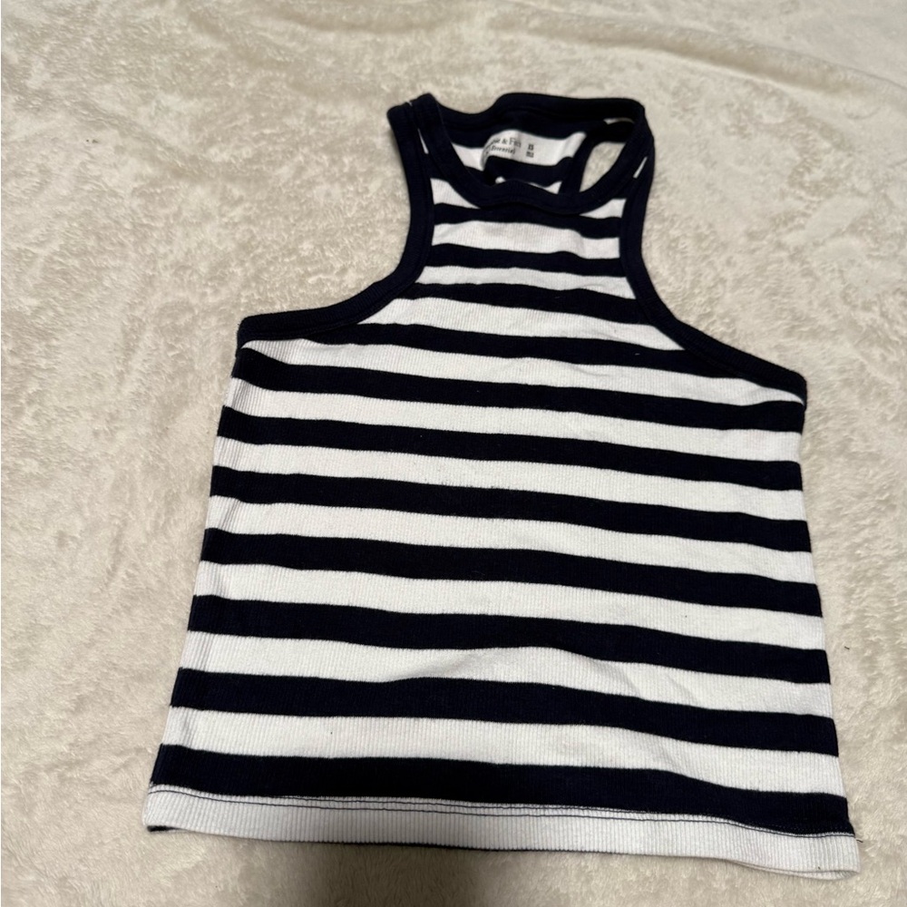 Abercrombie & Fitch Navy and White Striped Tank Top